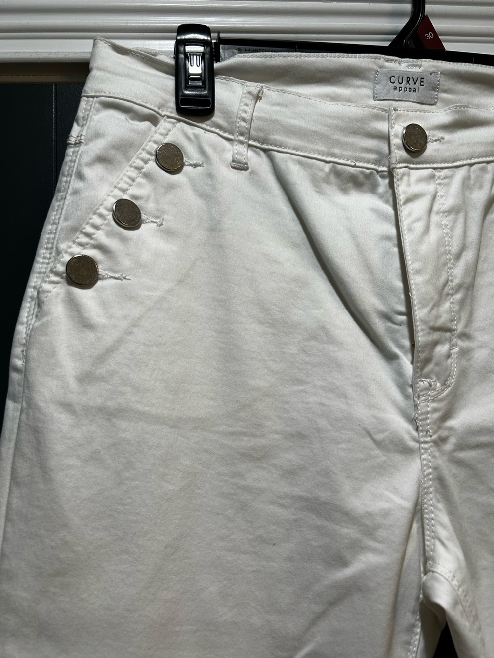White Boot Cut Button Hip Jeans - CURVE - Picture 2 of 4